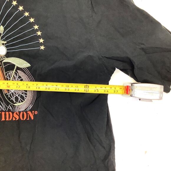 Harley Davidson Silk Shirt Mens XXXL Black Embroidered Army Retro Biker 3XL - Picture 5 of 6